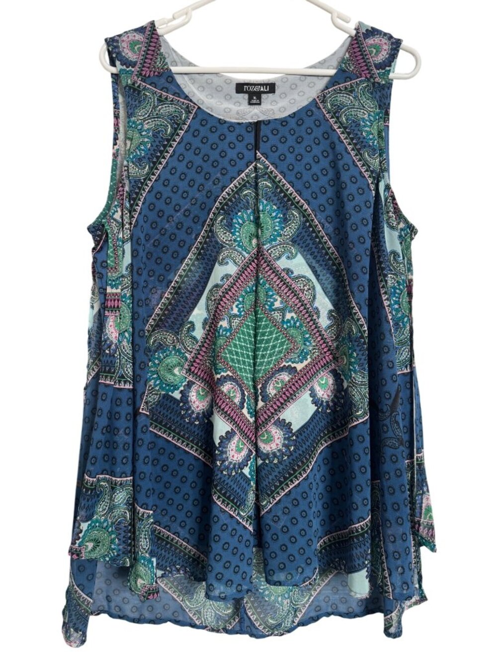 Roz & Al Chiffon Print Flowy Size XL Sleeveless Blouse  EUC
